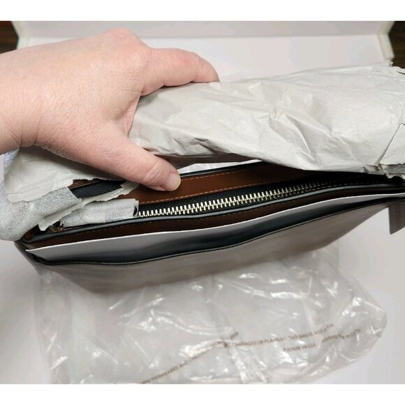 Coach New York Brown Pebbled Leather Charles Varsity Stripe Bag New W Tag - Picture 10 of 13